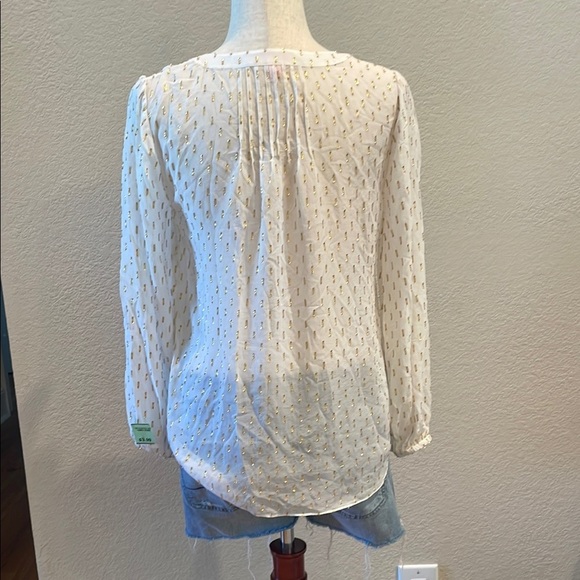 Chic LILLY PULITZER White and Gold Women's Silk Blouse SZ sm - Picture 4 of 6